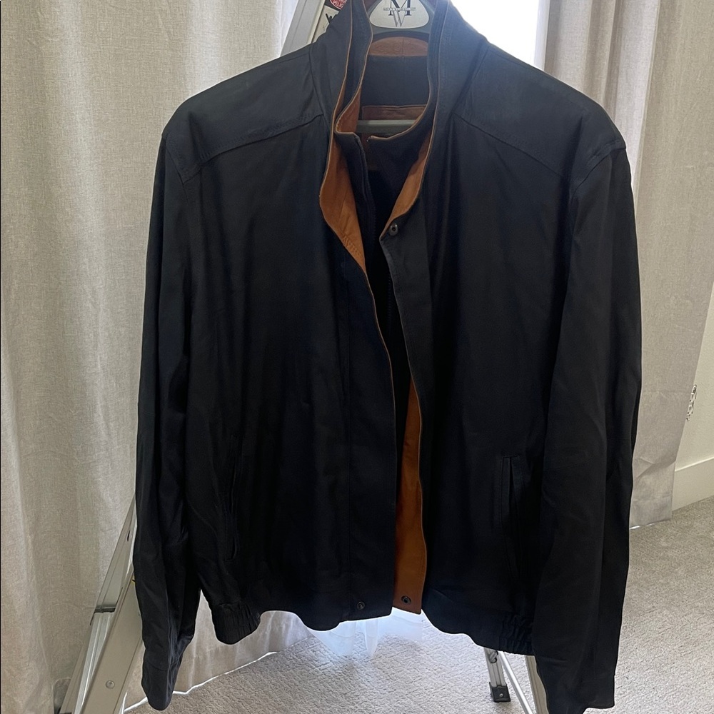 Johnston & Murphy Tan and Black Leather Jacket